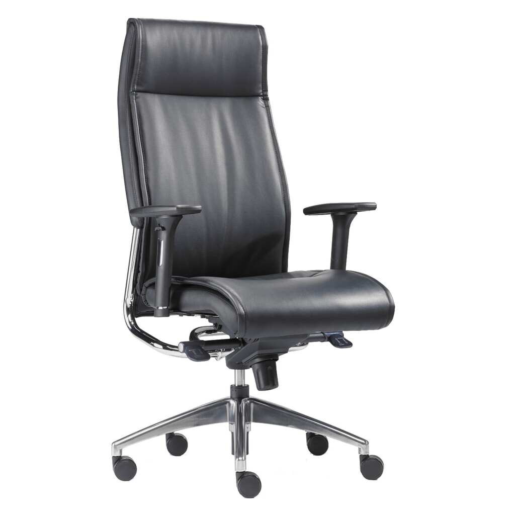 N° de l'image du produit 1 : Chaise de bureau SITWELL STEIFENSAND design Big Boss pour charge lourde, assise en cuir avec éléments chromés