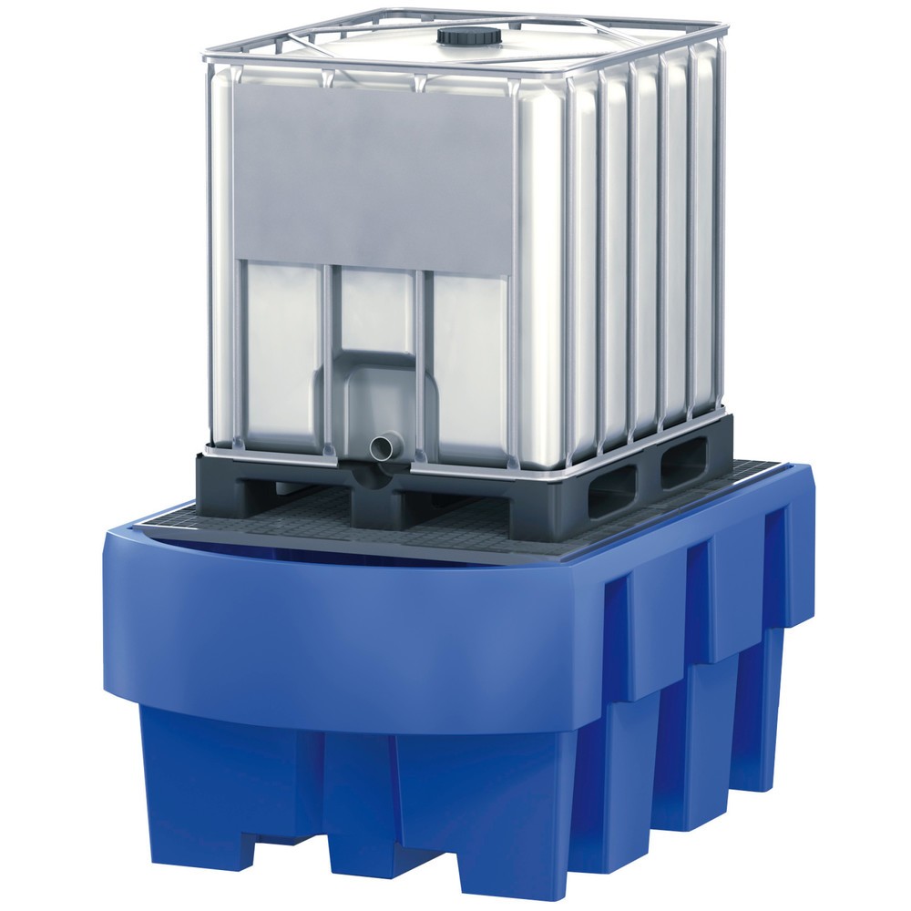 Illustration du produit: Station IBC asecos® en PE, HxlxP 860 x 1 280 x 1 910 mm, caillebotis grille galvanisé