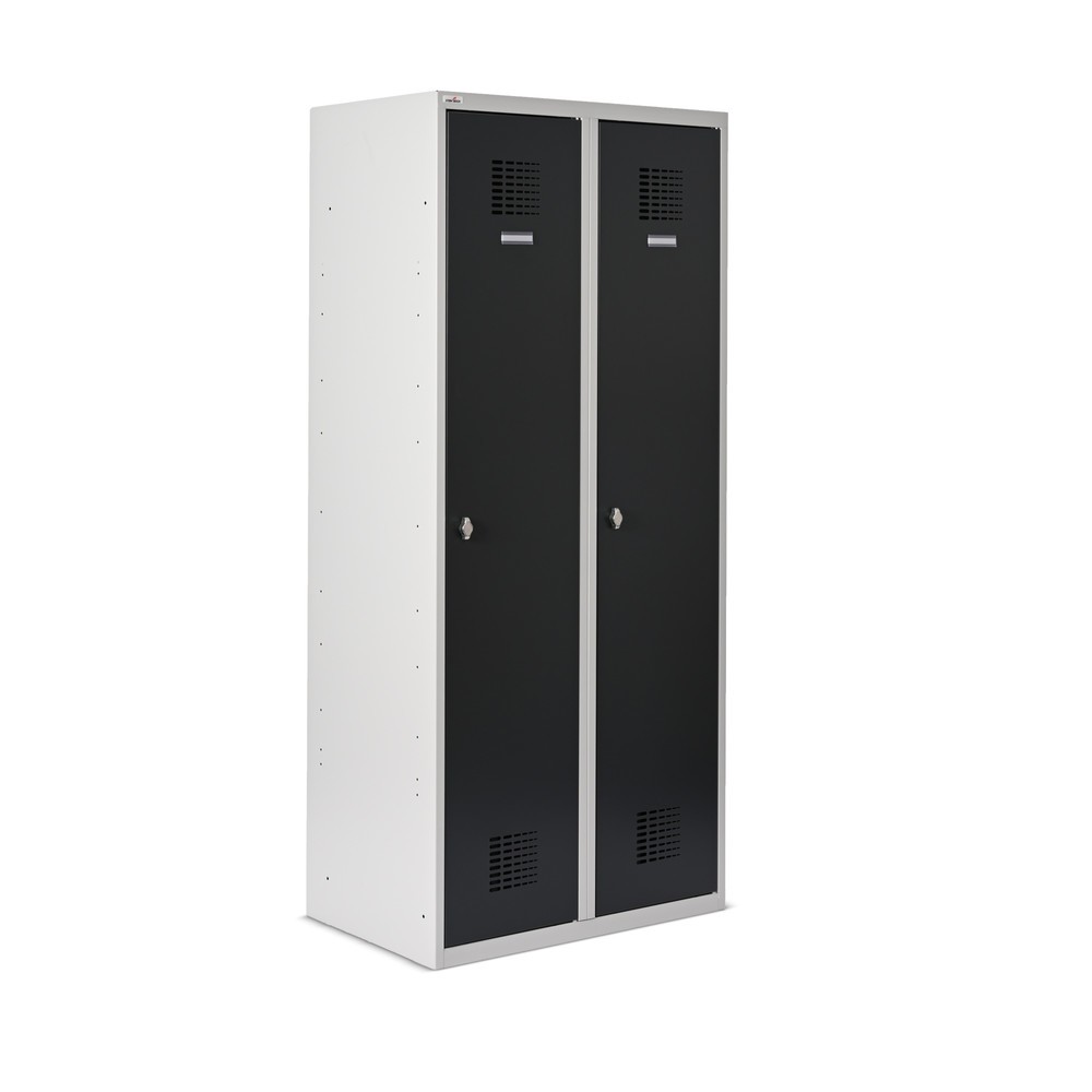 Numéro de l'image du produit 4: Casier double Steinbock®, sur pied, 2 compartiments, paroi de séparation centrale, fermeture à pêne tournant, H x L x P 1 800 x 800 x 500 mm, gris clair / gris anthracite