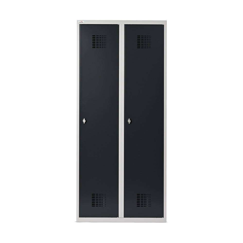 Numéro de l'image du produit 6: Casier double Steinbock®, sur pied, 2 compartiments, paroi de séparation centrale, fermeture à pêne tournant, H x L x P 1 800 x 800 x 500 mm, gris clair / gris anthracite