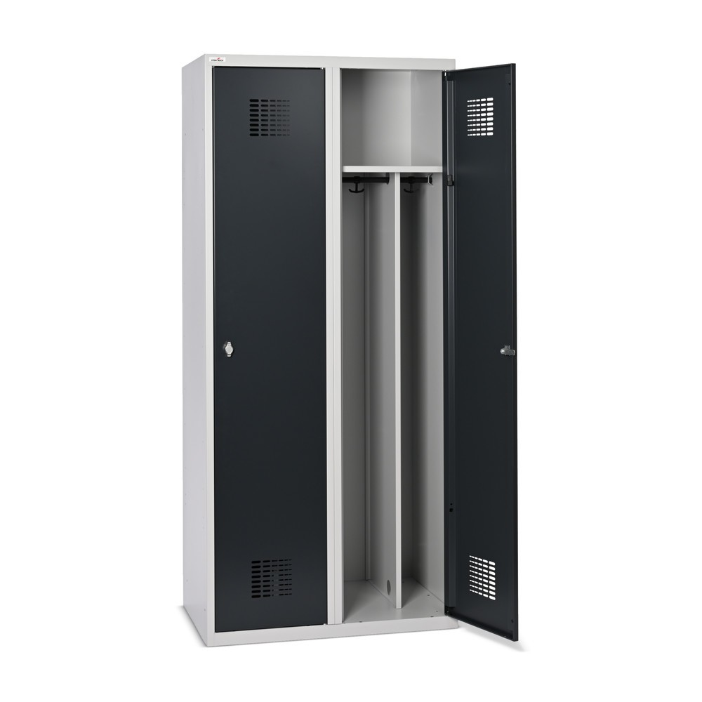Numéro de l'image du produit 7: Casier double Steinbock®, sur pied, 2 compartiments, paroi de séparation centrale, fermeture à pêne tournant, H x L x P 1 800 x 800 x 500 mm, gris clair / gris anthracite