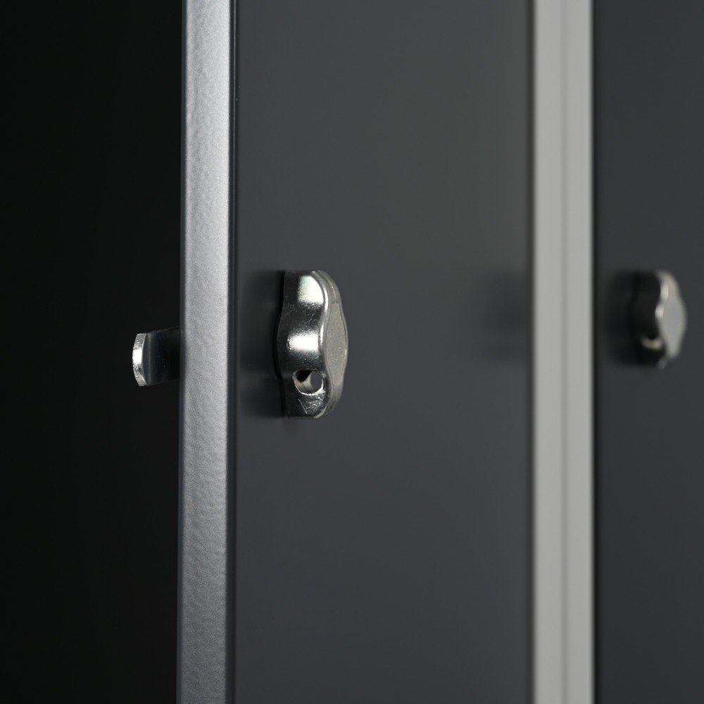 Numéro de l'image du produit 4: Casier double Steinbock®, sur pied, 3 compartiments, paroi de séparation centrale, fermeture à pêne tournant, H x L x P 1 800 x 1 200 x 500 mm, gris clair / gris anthracite