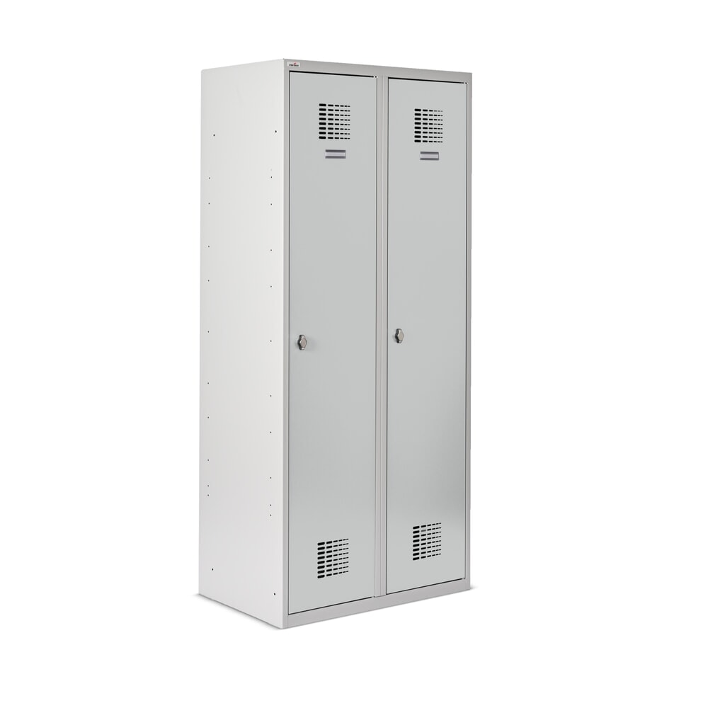 Numéro de l'image du produit 7: Casier double au sol Steinbock®, 2 compartiments, paroi de séparation centrale, fermeture à pêne tournant, HxlxP 1 800 x 800 x 500 mm, gris clair / gris clair