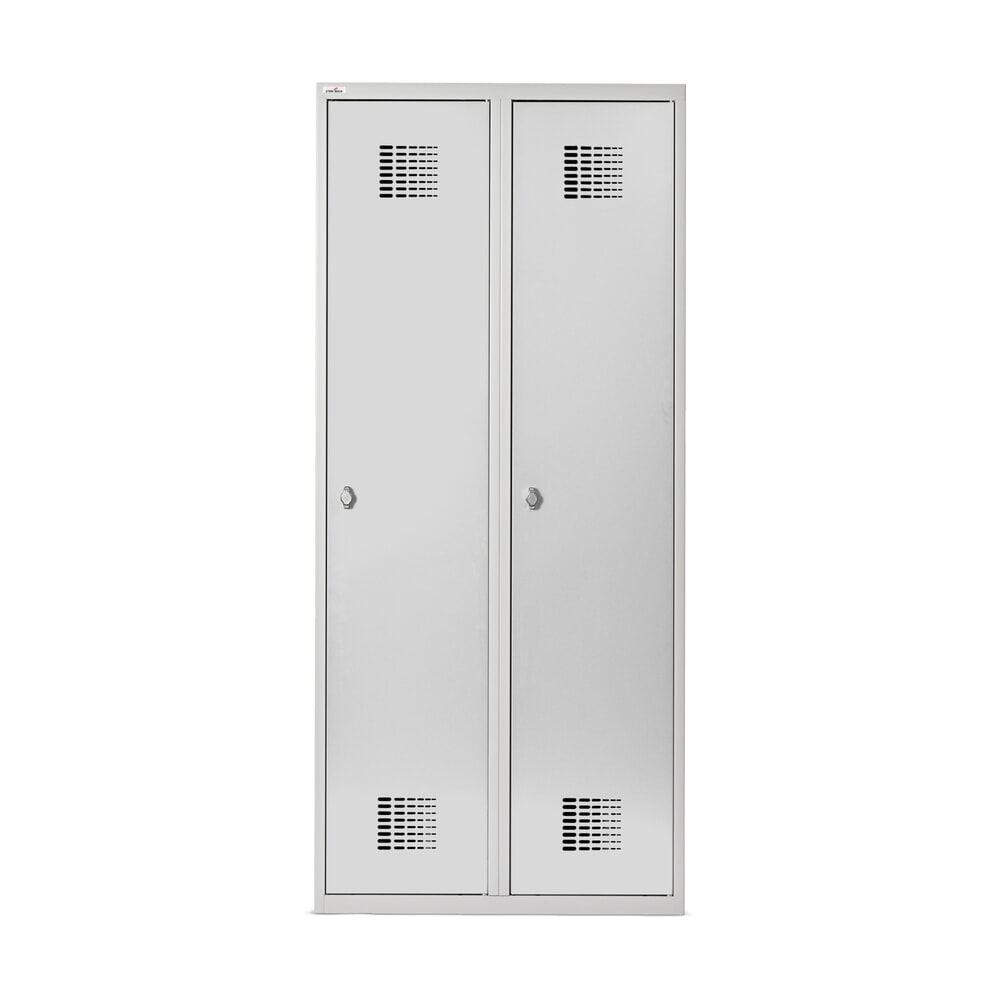 Numéro de l'image du produit 8: Casier double au sol Steinbock®, 2 compartiments, paroi de séparation centrale, fermeture à pêne tournant, HxlxP 1 800 x 800 x 500 mm, gris clair / gris clair
