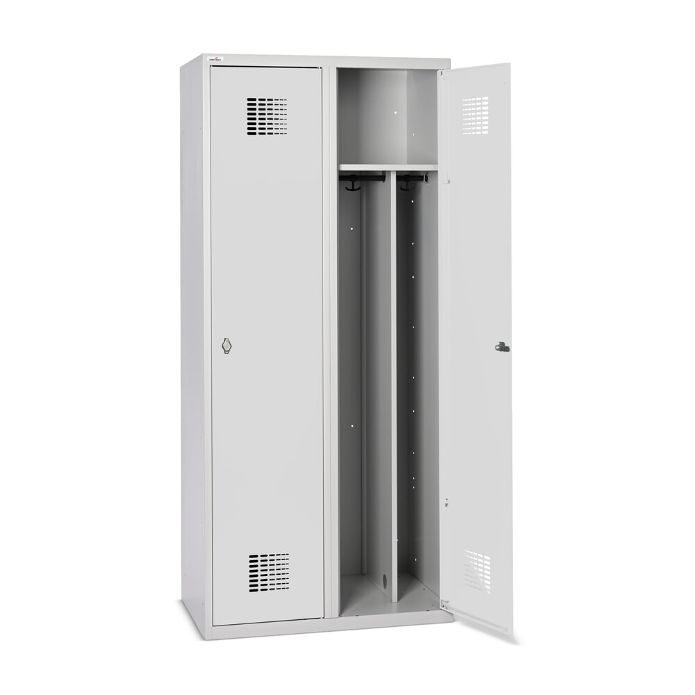 Numéro de l'image du produit 9: Casier double au sol Steinbock®, 2 compartiments, paroi de séparation centrale, fermeture à pêne tournant, HxlxP 1 800 x 800 x 500 mm, gris clair / gris clair