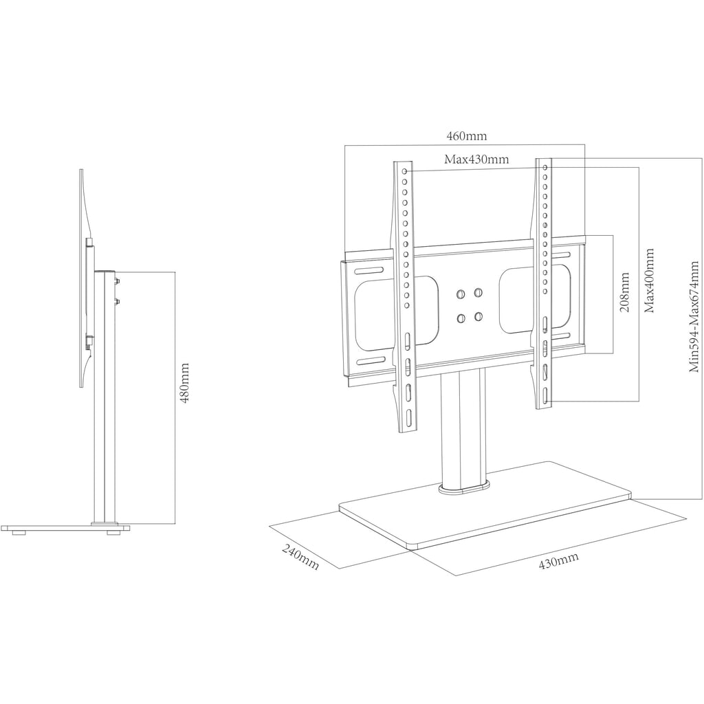 Table TV VCM pied B-TTS 400, noir N° de l'image du produit 5 : Table TV VCM pied B-TTS 400, noir