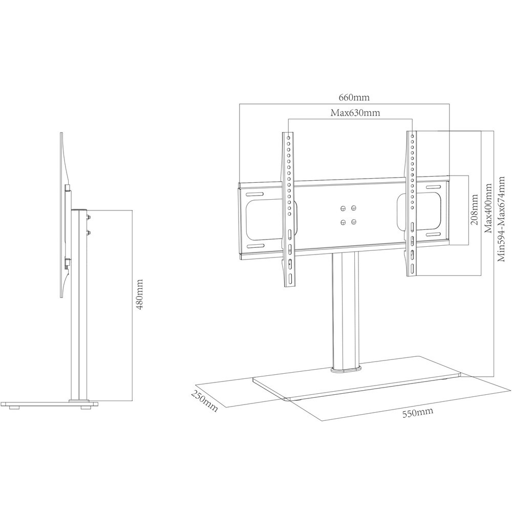 N° de l'image du produit 5 : Table TV VCM pied B-TTS 600, noir