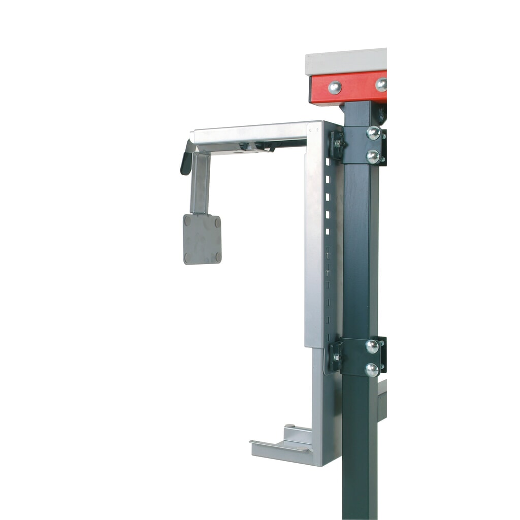 Illustration du produit: Rocholz support pour PC pour systèmes de table d’emballage, fixable de manière universelle sur les pieds de table, dimensions intérieures H x l 307‑531 x 78‑220 mm