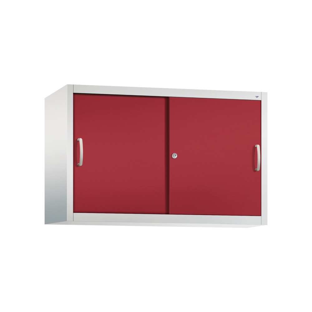 Numéro de l'image du produit 1: Surmeuble pour armoire à portes coulissantes d’atelier C+P, 1 tablette, H x l x P 790 x 1 200 x 400 mm, rouge rubis, gris clair