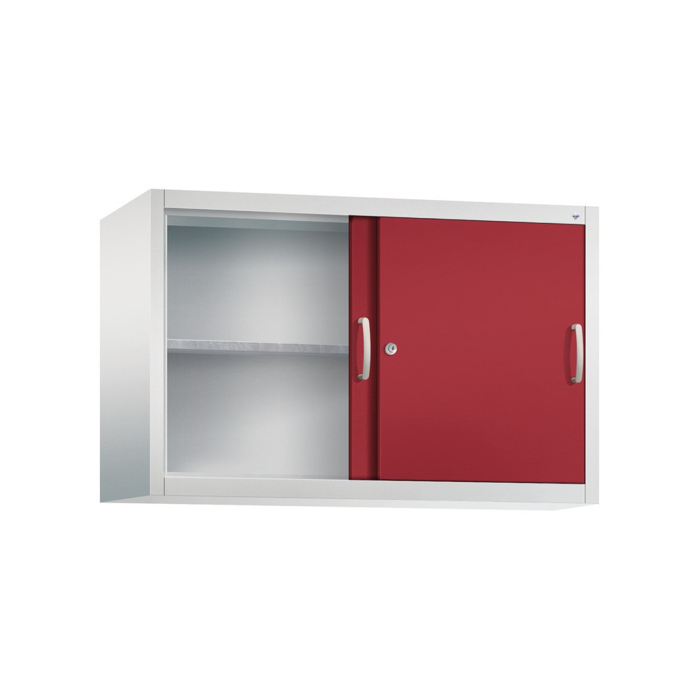 Numéro de l'image du produit 2: Surmeuble pour armoire à portes coulissantes d’atelier C+P, 1 tablette, H x l x P 790 x 1 200 x 400 mm, rouge rubis, gris clair