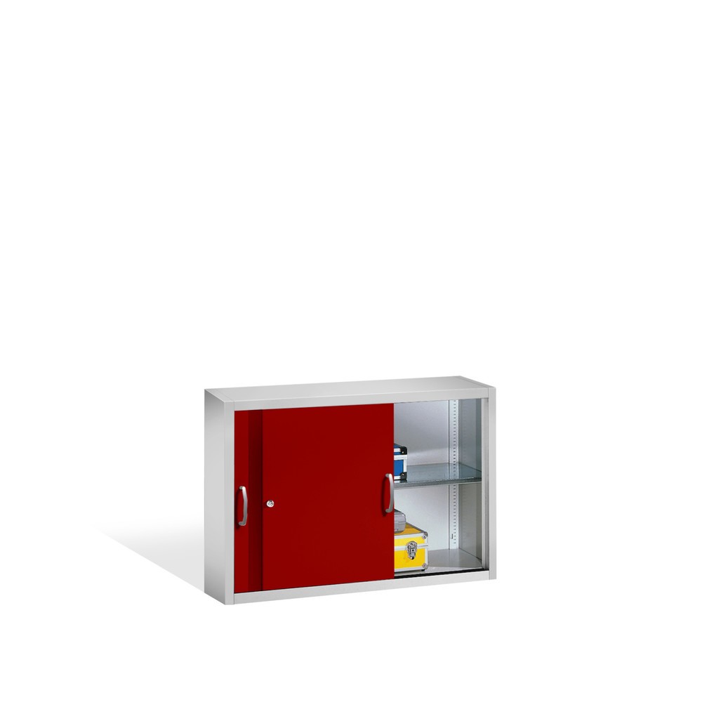 Numéro de l'image du produit 3: Surmeuble pour armoire à portes coulissantes d’atelier C+P, 1 tablette, H x l x P 790 x 1 200 x 400 mm, rouge rubis, gris clair