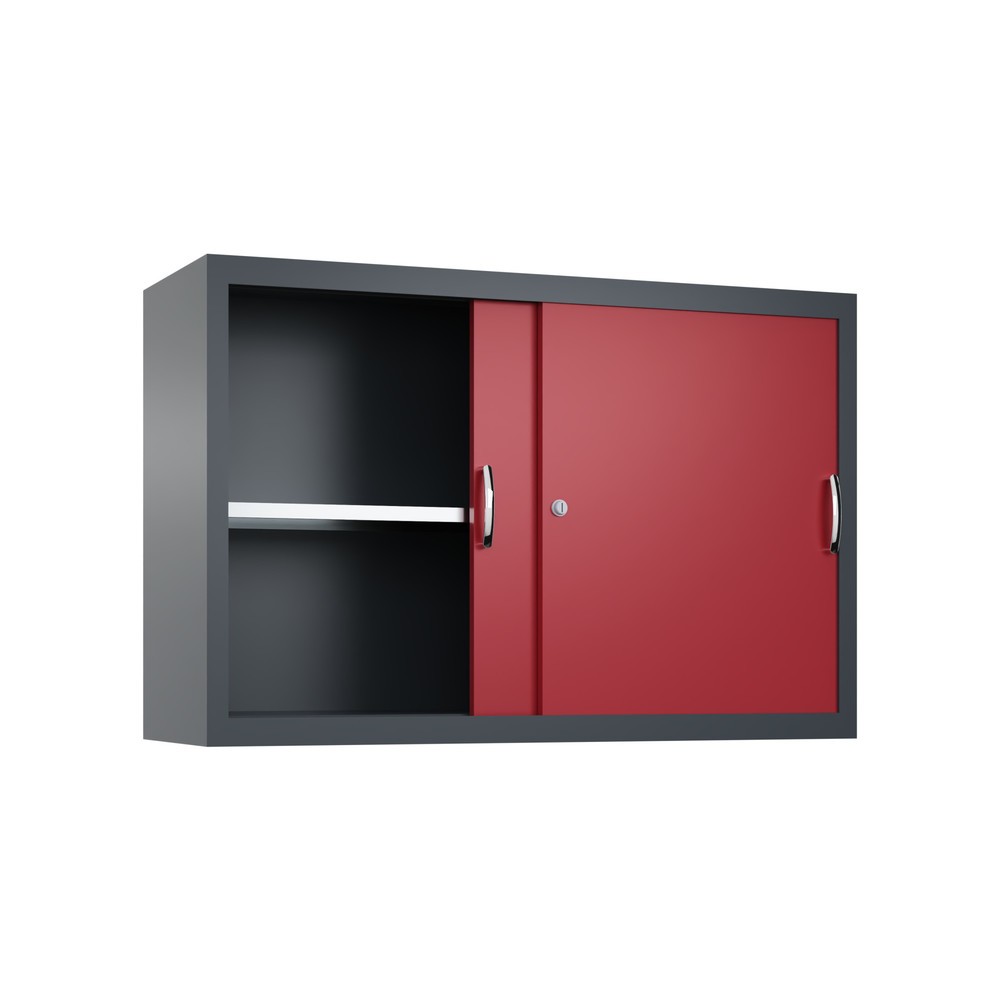Numéro de l'image du produit 2: Surmeuble pour armoire à portes coulissantes d’atelier C+P, 1 tablette, H x l x P 790 x 1 200 x 400 mm, rouge rubis, gris anthracite