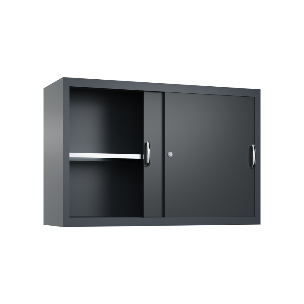 N° de l'image du produit 2 : Surmeuble pour armoire à portes coulissantes d’atelier C+P, 1 tablette, H x l x P 790 x 1 200 x 400 mm, gris noir, gris anthracite