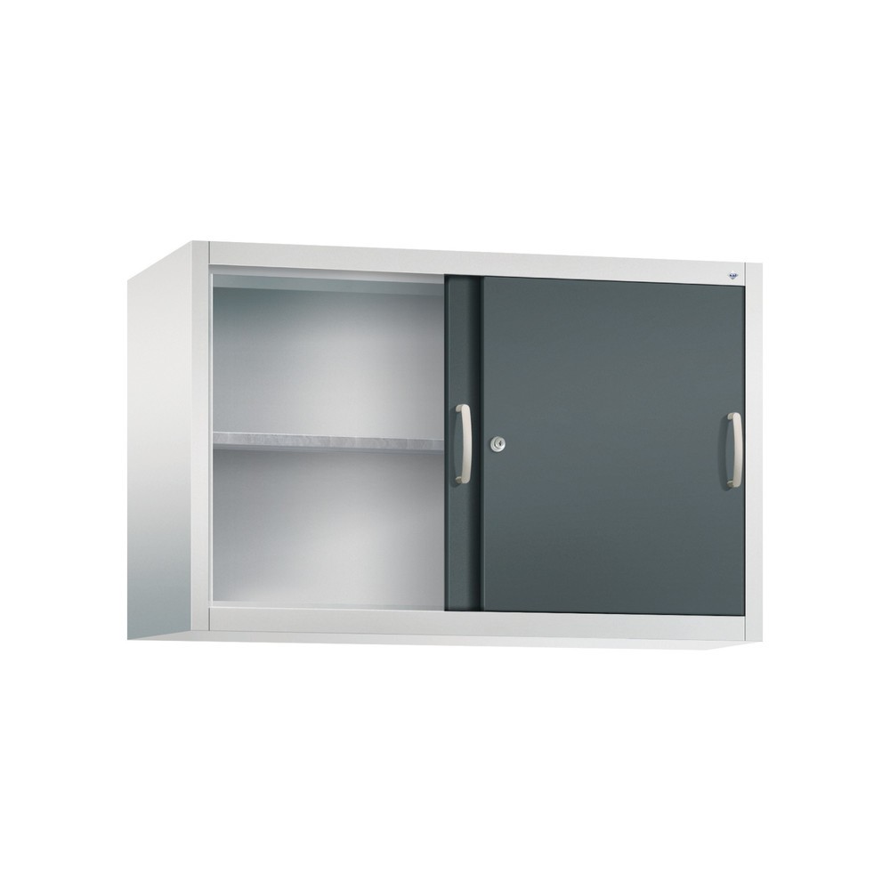 Numéro de l'image du produit 2: Surmeuble pour armoire à portes coulissantes d’atelier C+P, 1 tablette, H x l x P 790 x 1 200 x 400 mm, gris anthracite, gris clair