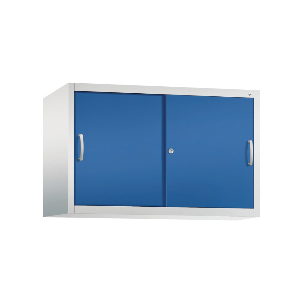 Numéro de l'image du produit 1: Surmeuble pour armoire à portes coulissantes d’atelier C+P, 1 tablette, H x l x P 790 x 1 200 x 500 mm, gris clair, bleu gentiane