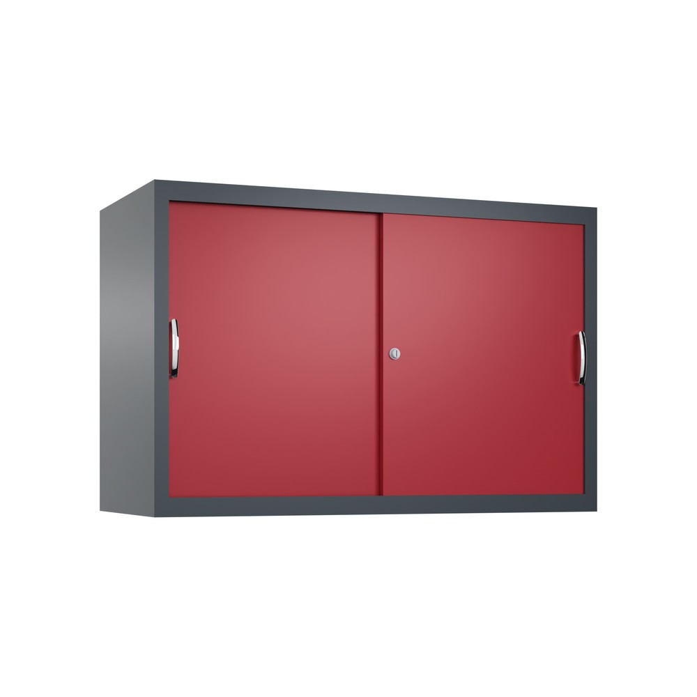 N° de l'image du produit 1 : Surmeuble pour armoire à portes coulissantes d’atelier C+P, 1 tablette, H x l x P 790 x 1 200 x 500 mm, gris anthracite, rouge rubis
