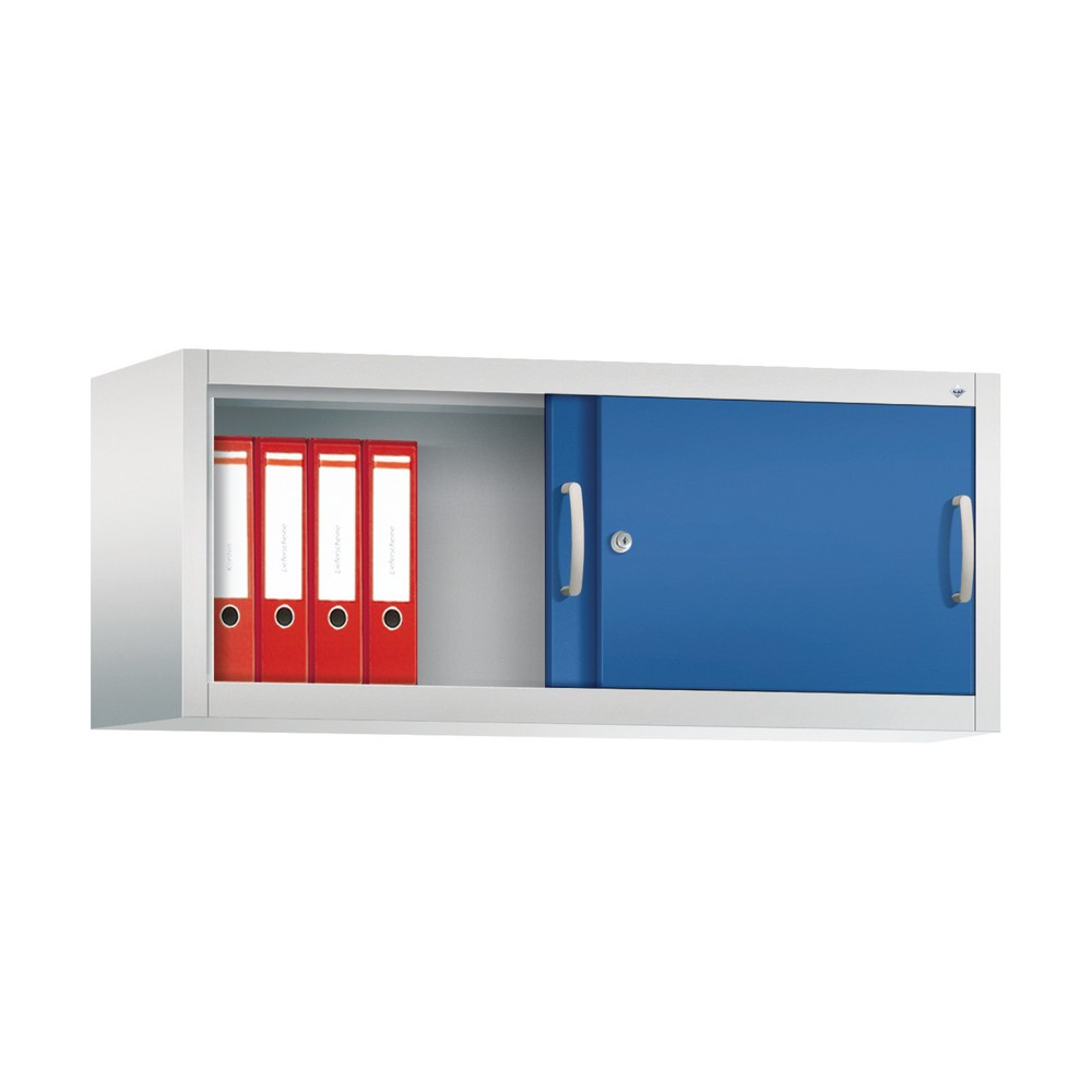 Numéro de l'image du produit 3: Surmeuble pour armoire à portes coulissantes d’atelier C+P, H x l x P 500 x 1 200 x 400 mm, gris clair, bleu gentiane