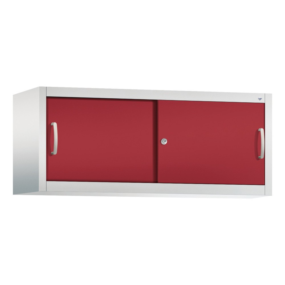Illustration du produit: Surmeuble pour armoire à portes coulissantes d’atelier C+P, H x l x P 500 x 1 200 x 400 mm, gris clair, rouge rubis