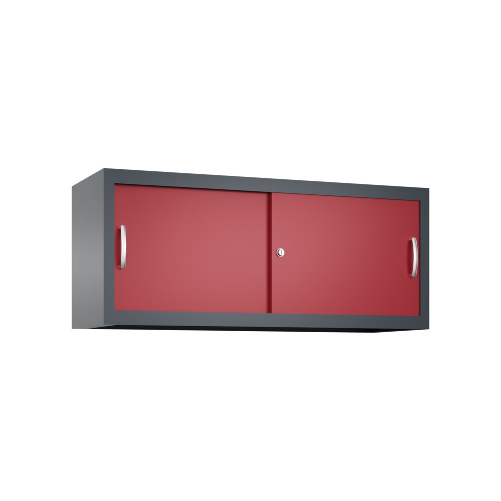 Numéro de l'image du produit 1: Surmeuble pour armoire à portes coulissantes d’atelier C+P, H x l x P 500 x 1 200 x 400 mm, gris anthracite, rouge rubis