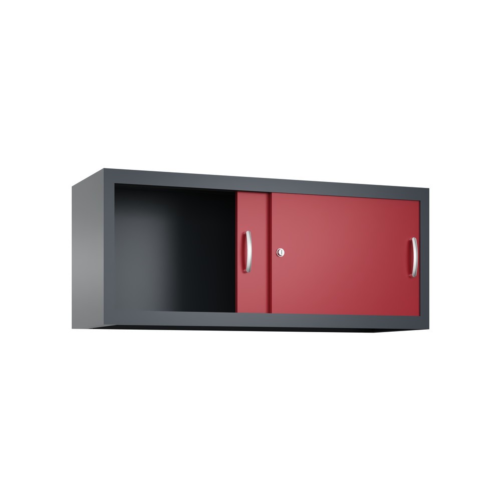 Numéro de l'image du produit 2: Surmeuble pour armoire à portes coulissantes d’atelier C+P, H x l x P 500 x 1 200 x 400 mm, gris anthracite, rouge rubis
