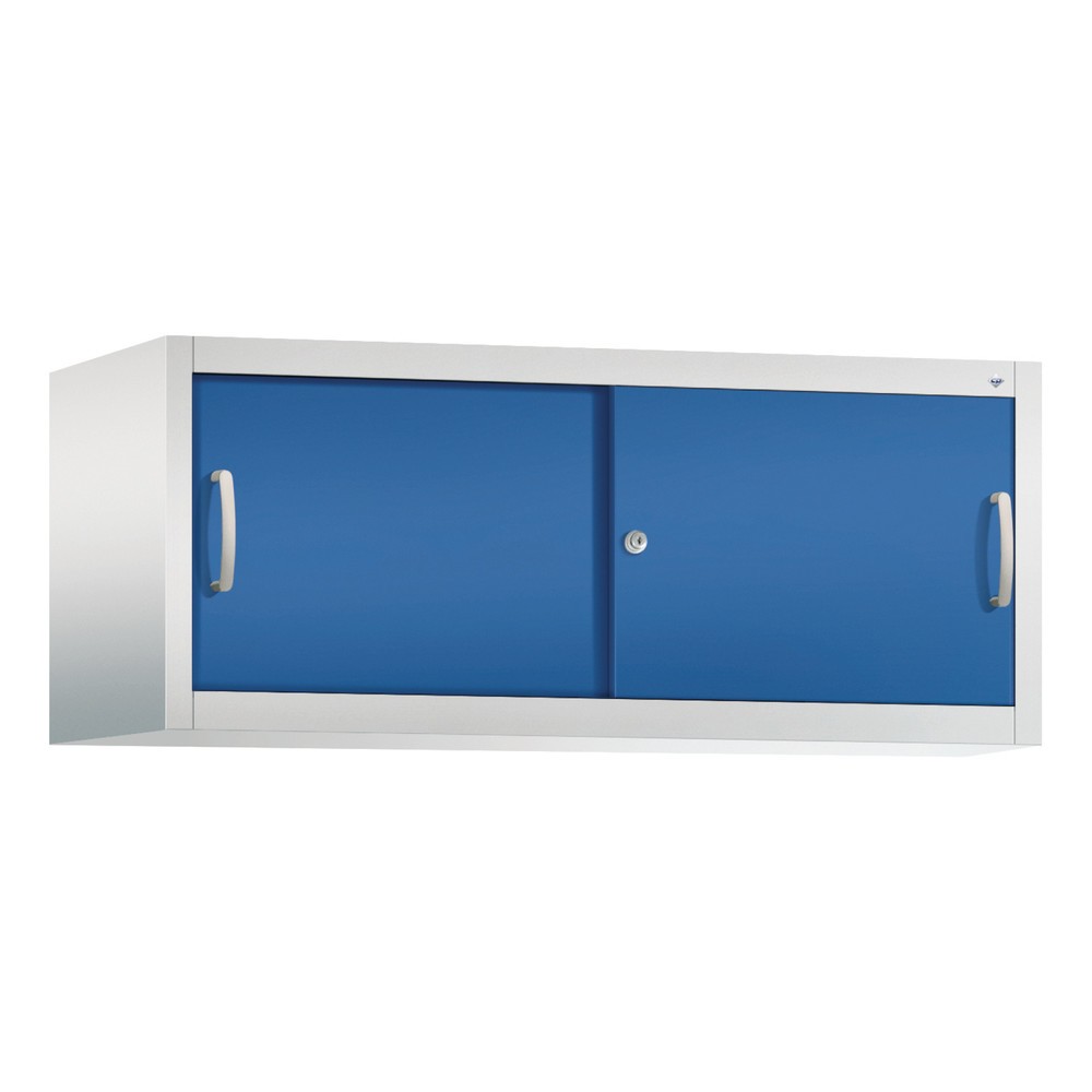 Numéro de l'image du produit 1: Surmeuble pour armoire à portes coulissantes d’atelier C+P, H x l x P 500 x 1 200 x 500 mm, gris clair, bleu gentiane