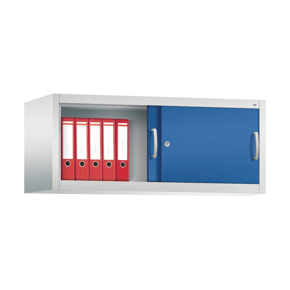 Numéro de l'image du produit 3: Surmeuble pour armoire à portes coulissantes d’atelier C+P, H x l x P 500 x 1 200 x 500 mm, gris clair, bleu gentiane