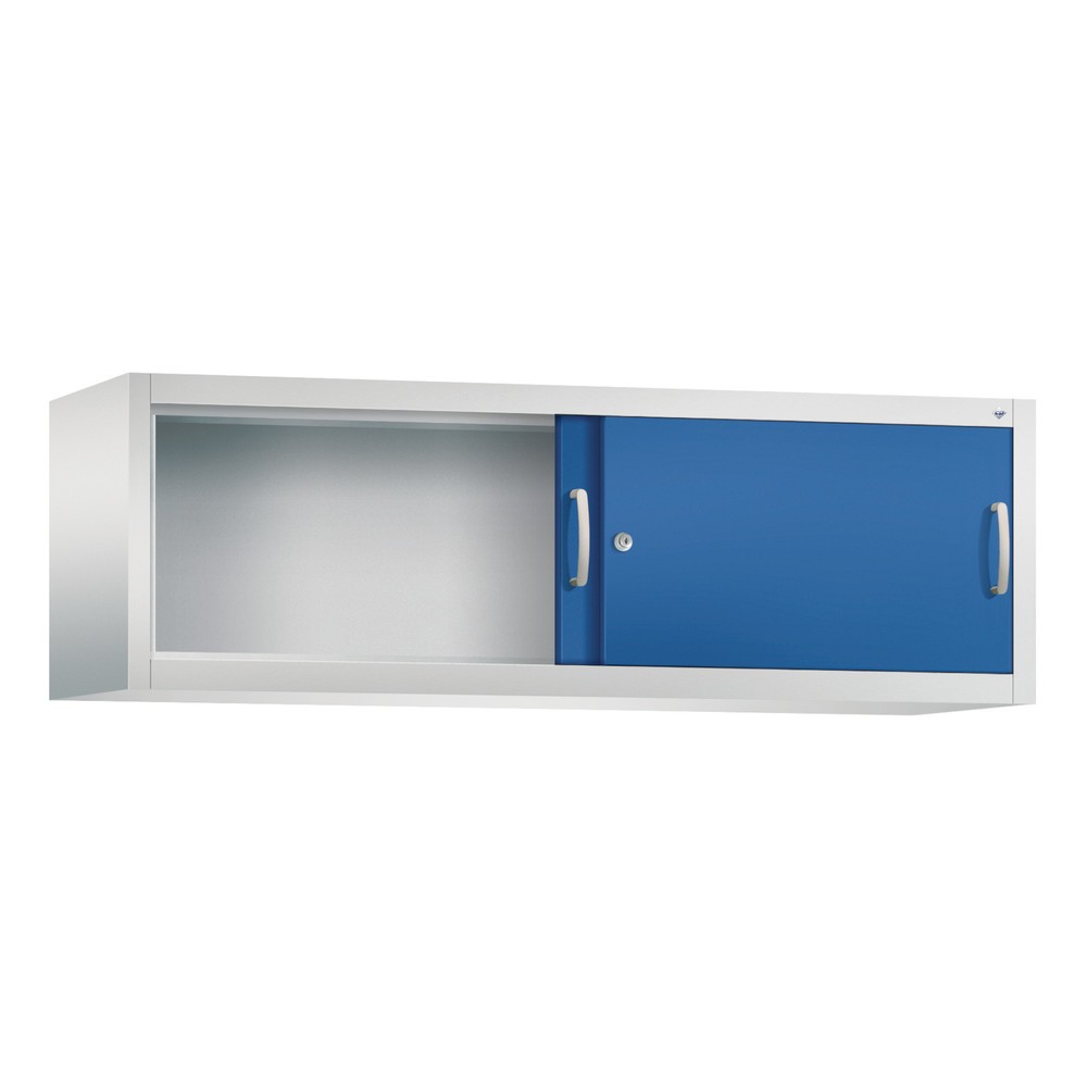 Numéro de l'image du produit 2: Surmeuble pour armoire à portes coulissantes d’atelier C+P, H x l x P 500 x 1 600 x 400 mm, gris clair, bleu gentiane