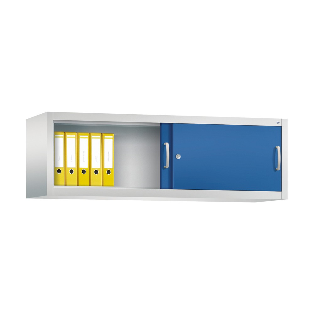 Numéro de l'image du produit 3: Surmeuble pour armoire à portes coulissantes d’atelier C+P, H x l x P 500 x 1 600 x 400 mm, gris clair, bleu gentiane