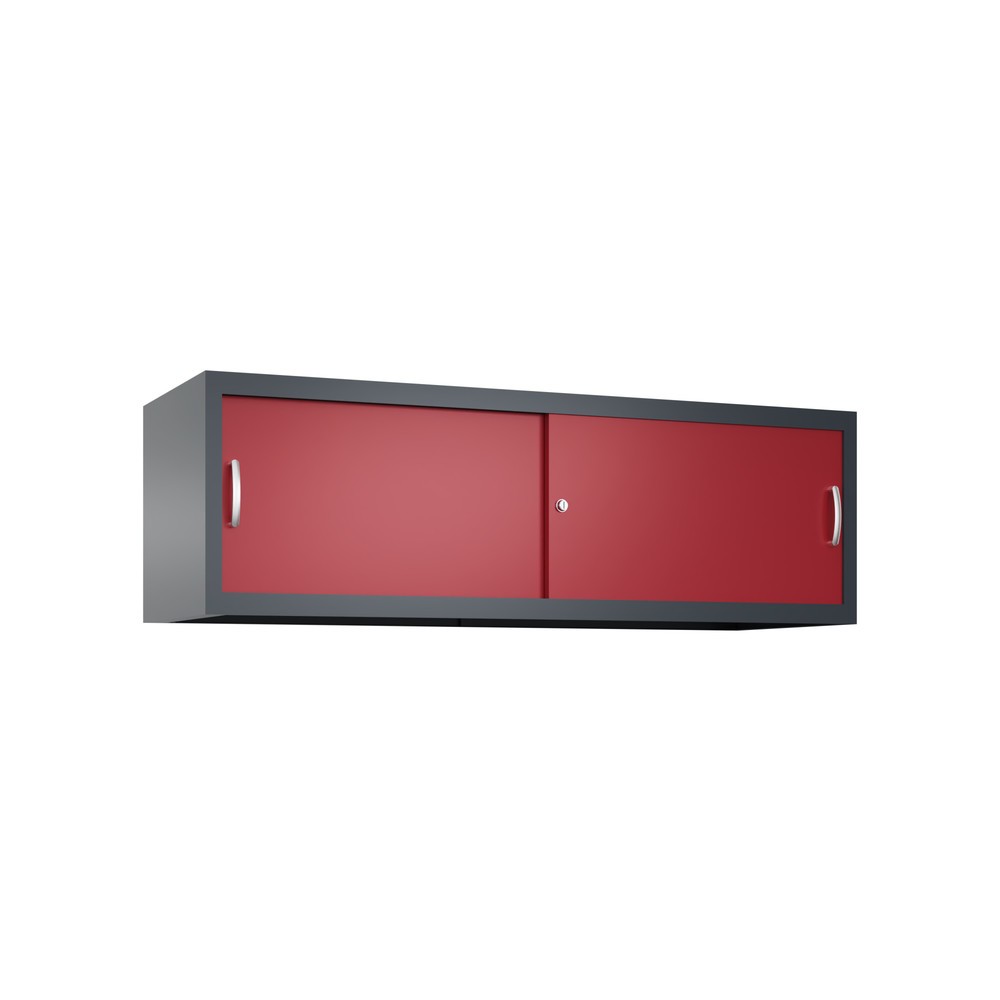 Numéro de l'image du produit 1: Surmeuble pour armoire à portes coulissantes d’atelier C+P, H x l x P 500 x 1 600 x 500 mm, gris anthracite, rouge rubis