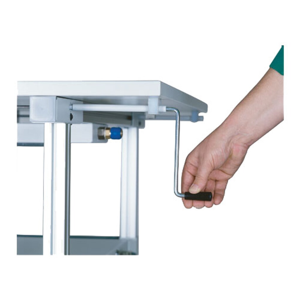 Système de poste de travail, table d’appoint, réglage de la hauteur par manivelle Bedrunka+Hirth, bleu clair N° de l'image du produit 2 : Système de poste de travail, table d’appoint, réglage de la hauteur par manivelle Bedrunka+Hirth, bleu clair