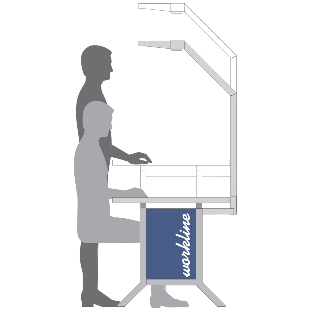 N° de l'image du produit 3 : Système de poste de travail, table de base, réglage de la hauteur par pinces Bedrunka+Hirth, bleu clair