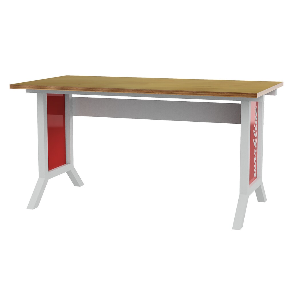 Illustration du produit: Système de poste de travail, table de base, réglage de la hauteur par manivelle Bedrunka+Hirth, rouge signalisation