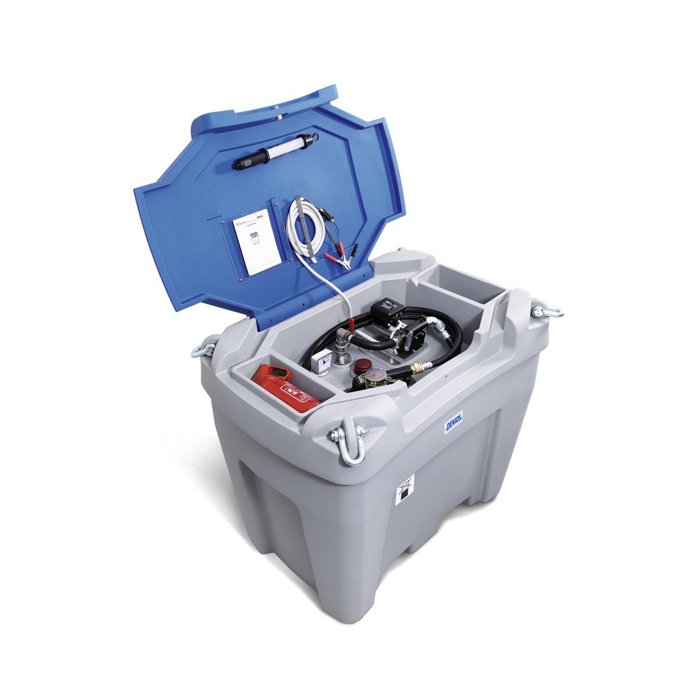 N° de l'image du produit 1 : Système de réservoir en PE, avec pompe, robinet de distribution, tuyau + débitmètre, volume 450 l, V 24, 70 l/min