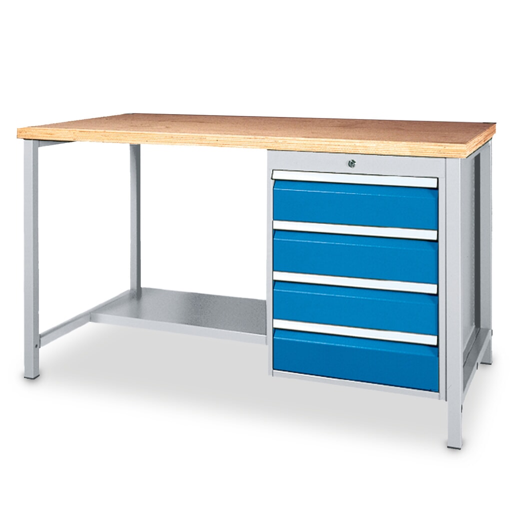 Table d’établi avec tablette de rangement + bloc-tiroirs Bedrunka+Hirth, capacité de charge de 1 000 kg, H x l x P 859 x 1 500 x 750 mm Illustration du produit: Table d’établi avec tablette de rangement + bloc-tiroirs Bedrunka+Hirth, capacité de charge de 1 000 kg, H x l x P 859 x 1 500 x 750 mm