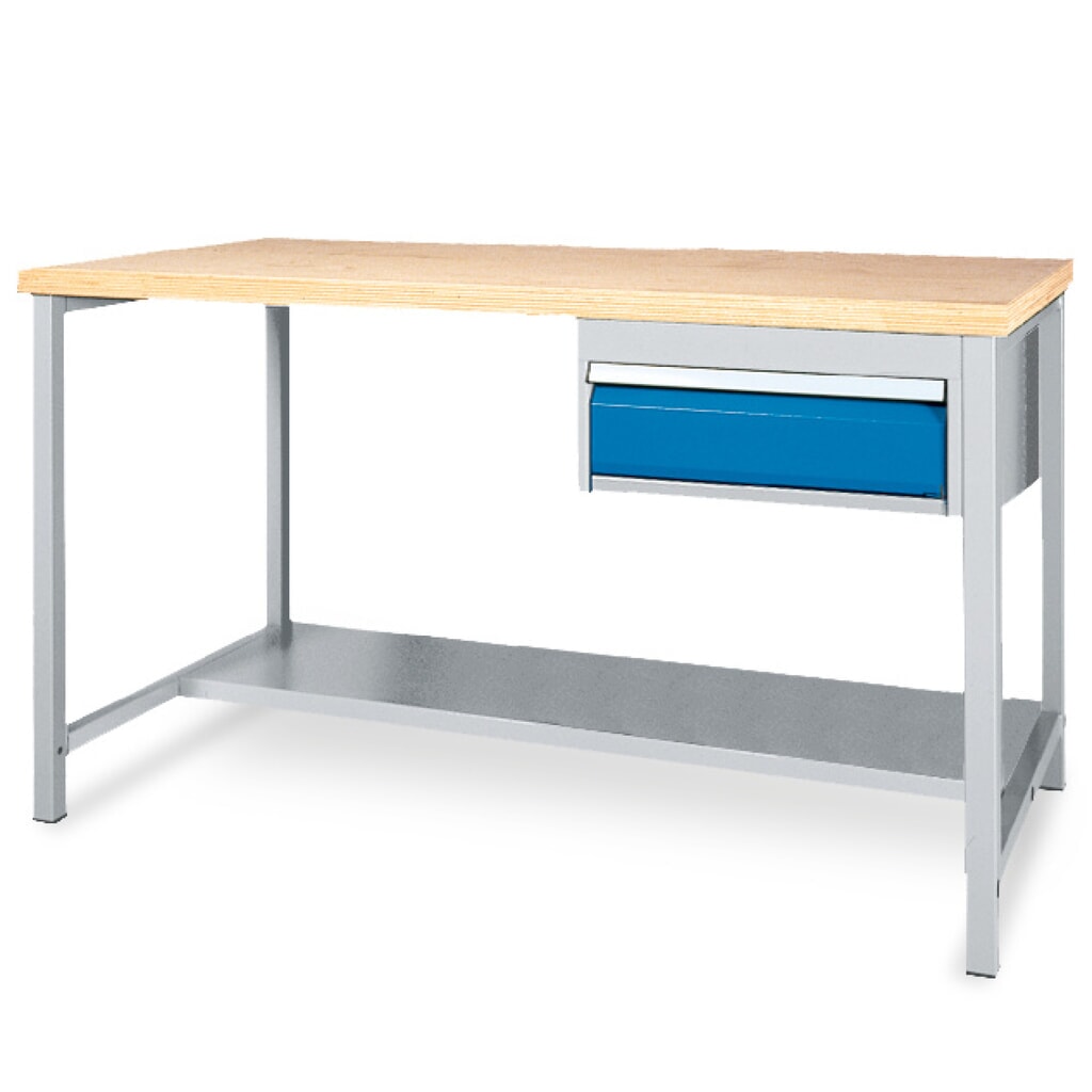 Illustration du produit: Table d’établi avec tablette de rangement + 1 tiroir Bedrunka+Hirth, capacité de charge de 200 kg, H x l x P 859 x 1 500 x 750 mm