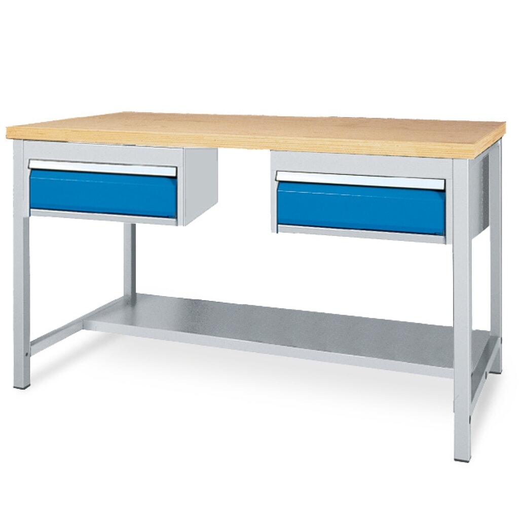 Table d’établi avec tablette de rangement + 2 tiroirs Bedrunka+Hirth, capacité de charge de 200 kg, H x l x P 859 x 2 000 x 750 mm Illustration du produit: Table d’établi avec tablette de rangement + 2 tiroirs Bedrunka+Hirth, capacité de charge de 200 kg, H x l x P 859 x 2 000 x 750 mm