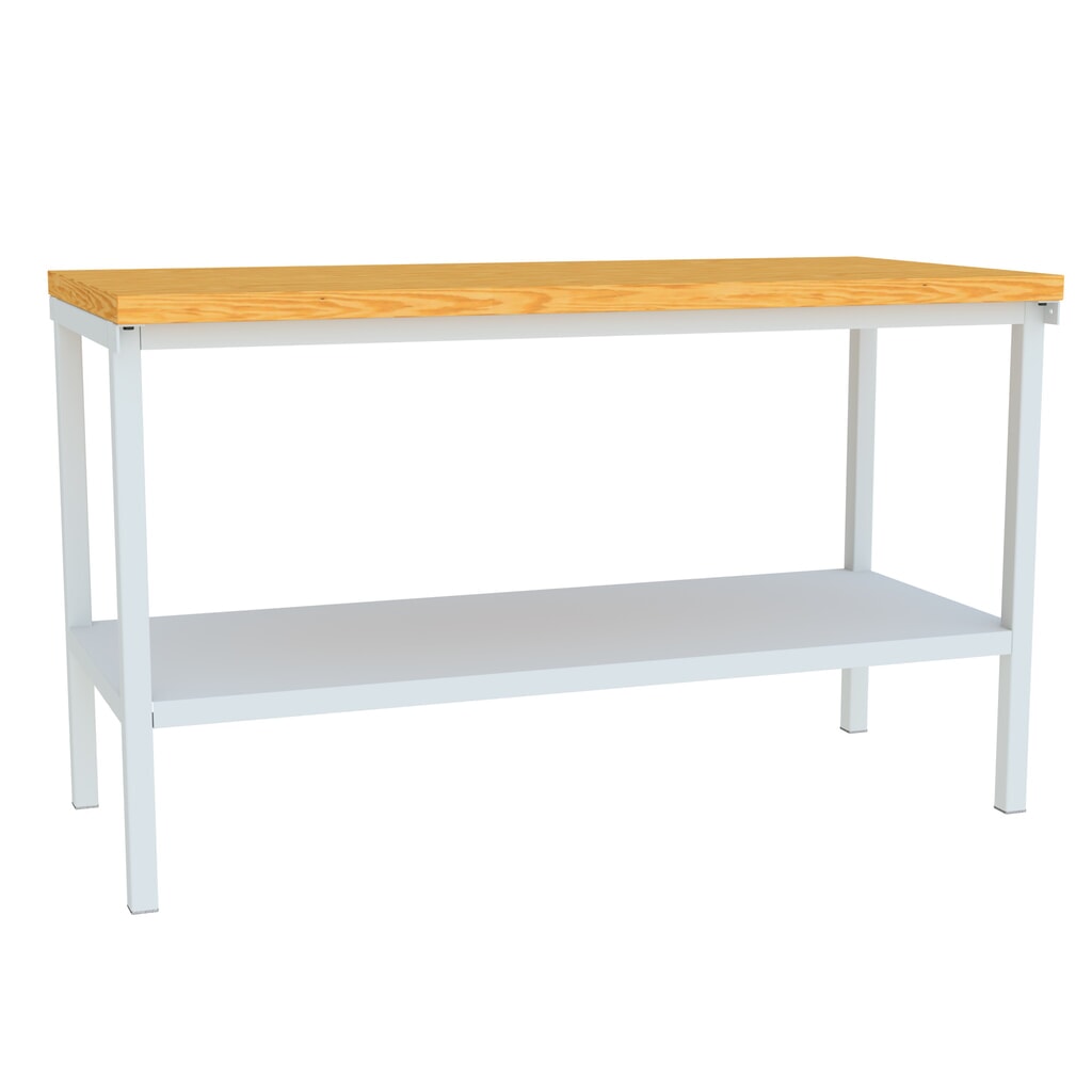 N° de l'image du produit 1 : Table d’établi PAVOY avec tablette, H x l x P 900 x 1 500 x 700 mm, gris clair
