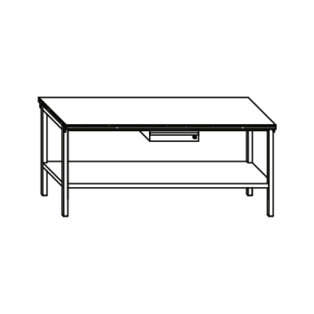 Numéro de l'image du produit 5: Table d’établi PAVOY avec tiroir + tablette, H x l x P 900 x 2 000 x 700 mm, gris clair, vert réséda