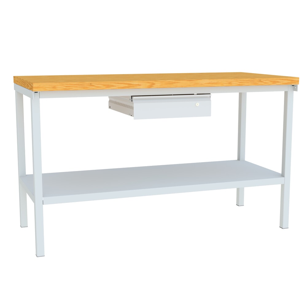 Numéro de l'image du produit 1: Table d’établi PAVOY avec tiroirs + tablette, H x l x P 900 x 1 500 x 700 mm, gris clair, gris clair
