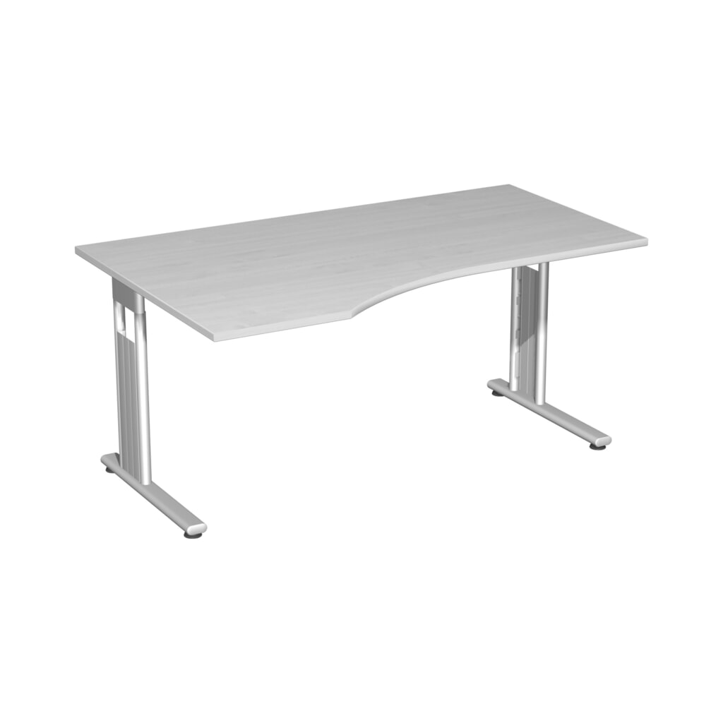 Illustration du produit: Bureau Geramöbel Lissabon, pied en C, plateau de table en PC à gauche, larg. x prof. 1 800 x 1 000 mm, érable