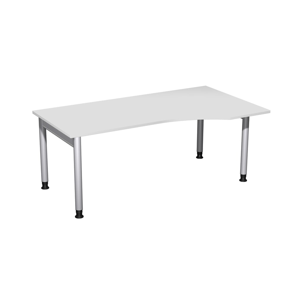 Illustration du produit: Bureau Geramöbel profilé réglable en hauteur manuellement, bâti à 4 pieds, plateau de table en PC à droite, LxP 1 800 x 1 000 mm, gris clair