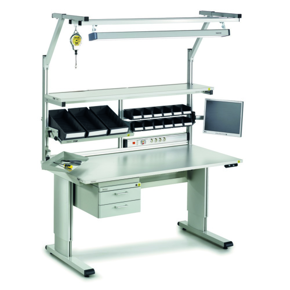 Numéro de l'image du produit 2: Table de travail TRESTON WB, ESD, réglage électrique de la hauteur, lxP 1 800 x 800 mm, avec cache-câbles