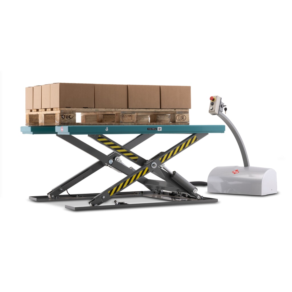 Table élévatrice à ciseaux plats Ameise®, en U, capacité de charge de 1 000 kg N° de l'image du produit 3 : Table élévatrice à ciseaux plats Ameise®, en U, capacité de charge de 1 000 kg