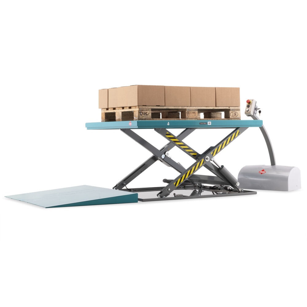 Numéro de l'image du produit 2: Table élévatrice à ciseaux plats Ameise®, structure fermée, capacité de charge 1 000 kg, plate-forme de 1 450 x 1 140 mm