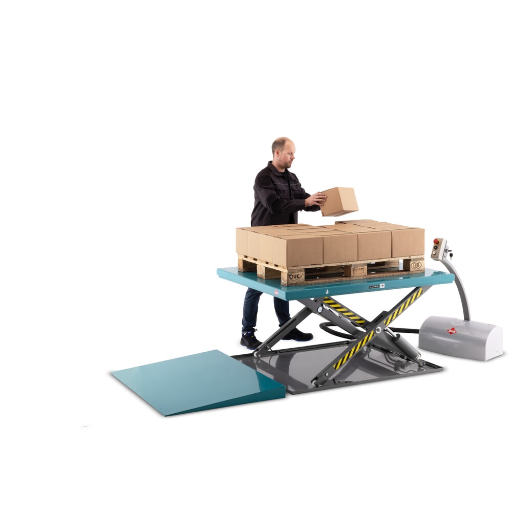 Numéro de l'image du produit 3: Table élévatrice à ciseaux plats Ameise®, structure fermée, capacité de charge 1 000 kg, plate-forme de 1 450 x 1 140 mm