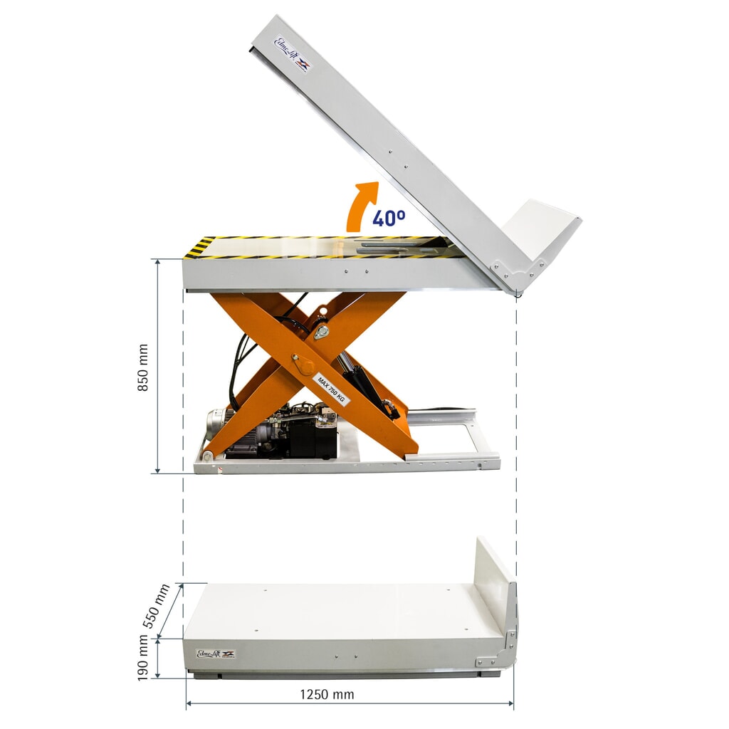 Table élévatrice à ciseaux EdmoLift® avec fonction d’inclinaison N° de l'image du produit 2 : Table élévatrice à ciseaux EdmoLift® avec fonction d’inclinaison