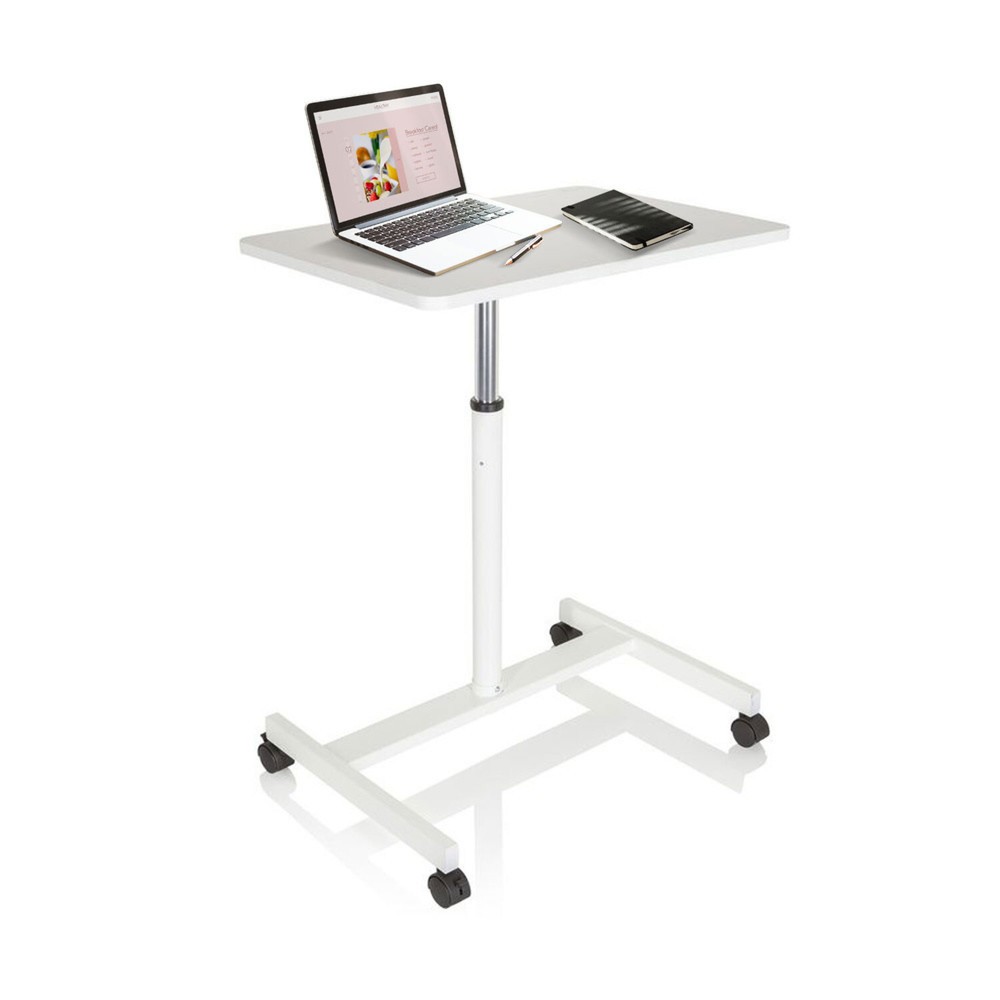 Numéro de l'image du produit 2: Table haute / support pour ordinateur portable hjh OFFICE STAND VM-SU avec ressort à gaz & roulettes, blanc