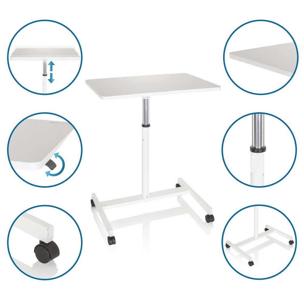 Numéro de l'image du produit 3: Table haute / support pour ordinateur portable hjh OFFICE STAND VM-SU avec ressort à gaz & roulettes, blanc