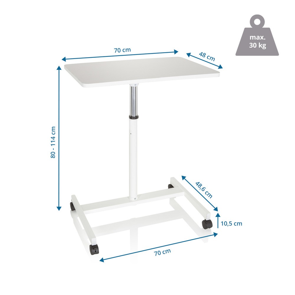 Numéro de l'image du produit 5: Table haute / support pour ordinateur portable hjh OFFICE STAND VM-SU avec ressort à gaz & roulettes, blanc