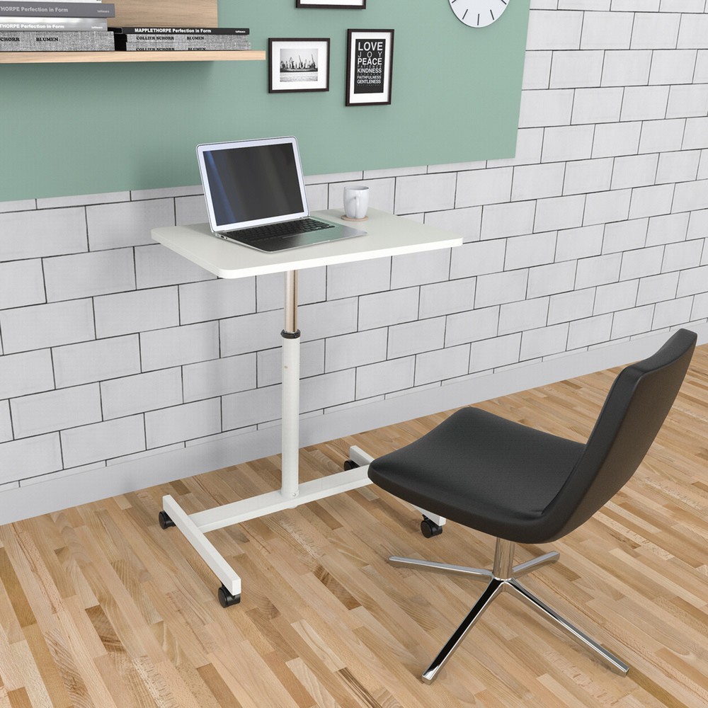 Numéro de l'image du produit 6: Table haute / support pour ordinateur portable hjh OFFICE STAND VM-SU avec ressort à gaz & roulettes, blanc